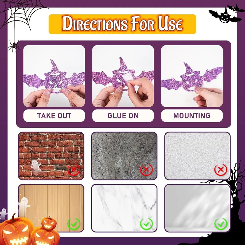 DELEMI 120 Pcs 3D Pumpkins Halloween Decorations,Waterproof Spooky Halloween Wall Decor Purple Sticker for Party Supplies Wall Window(Purple Pumpkin) - Image 3